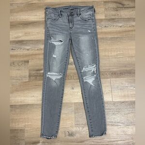 American Eagle Distressed and Ripped Gray Women's Jeans